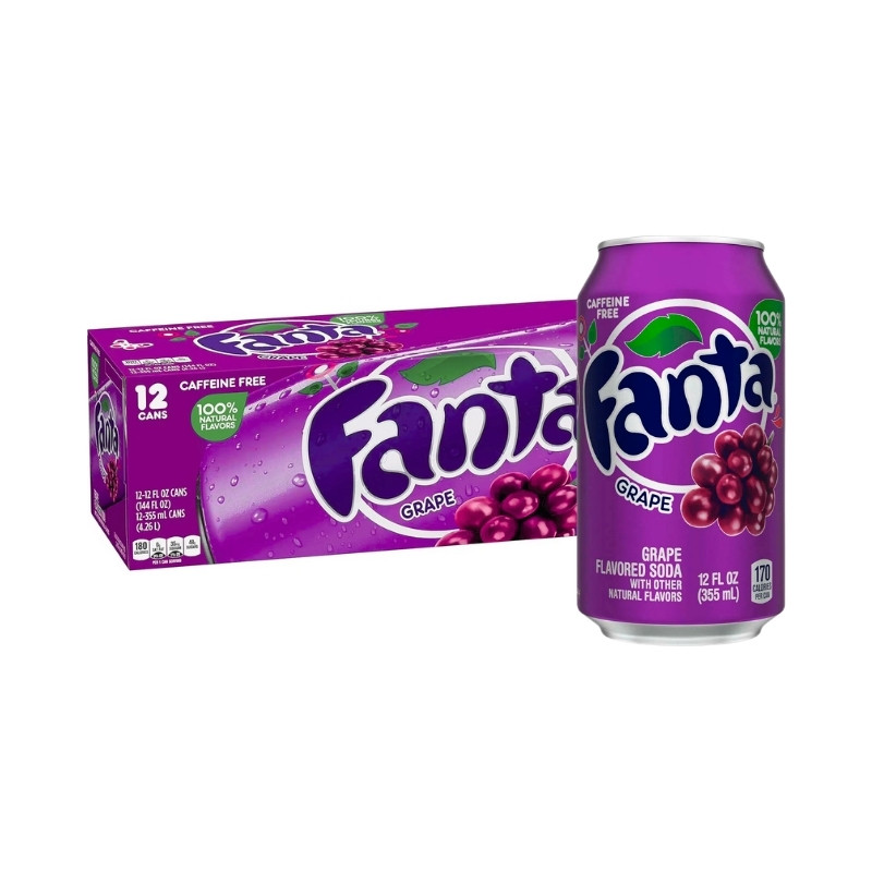 Gaseosa Fanta Uva Lata 355 ml caja de 12 unidades